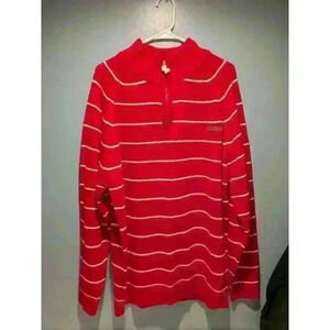 South Pole Red/White Stripe Sweater Quarter Zip Outdoors Casual Men’s XL